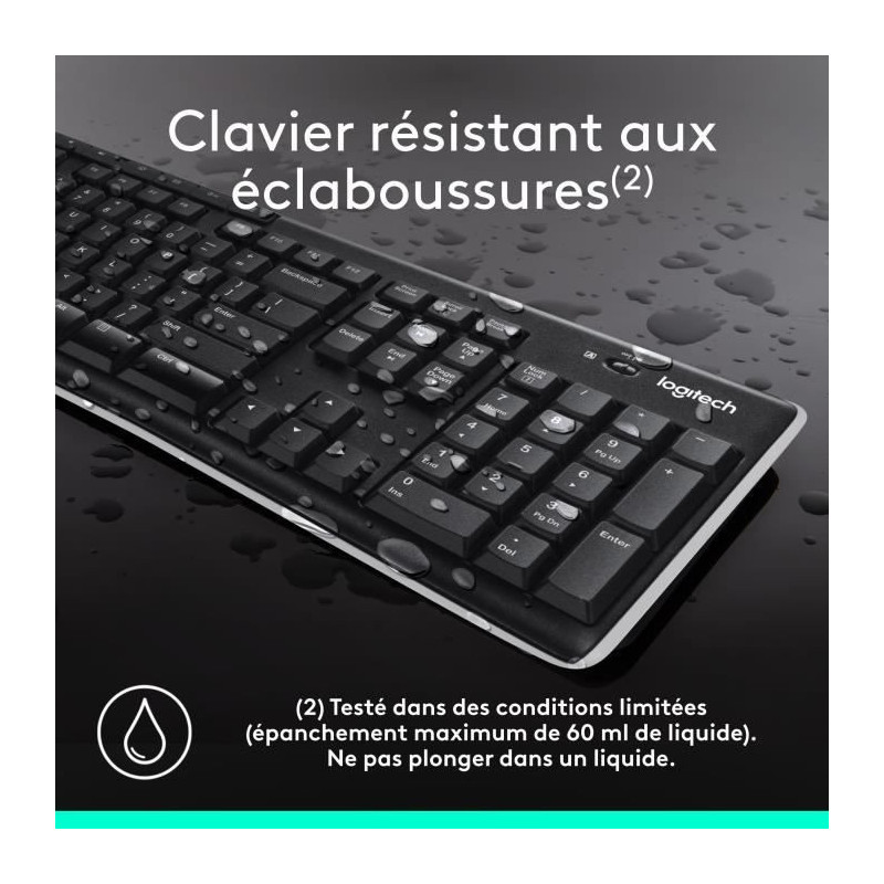 LOGITECH K270 Wireless Keyboard - Azerty - PC / Mac - Black