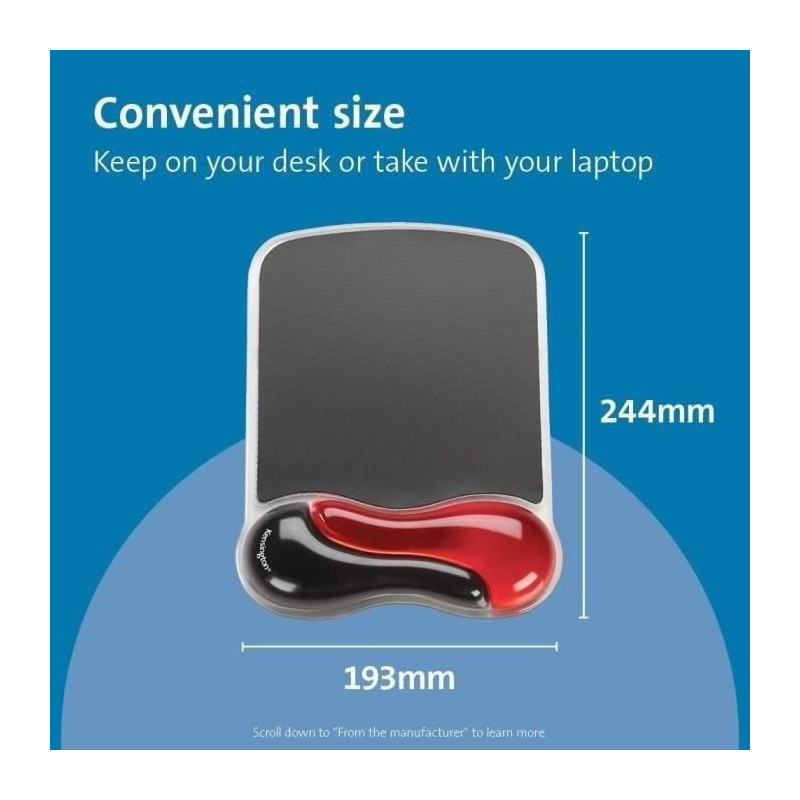 Ergonomic mouse pad - Wrist Rest - KENSINGTON - Duo Gel Black / Red