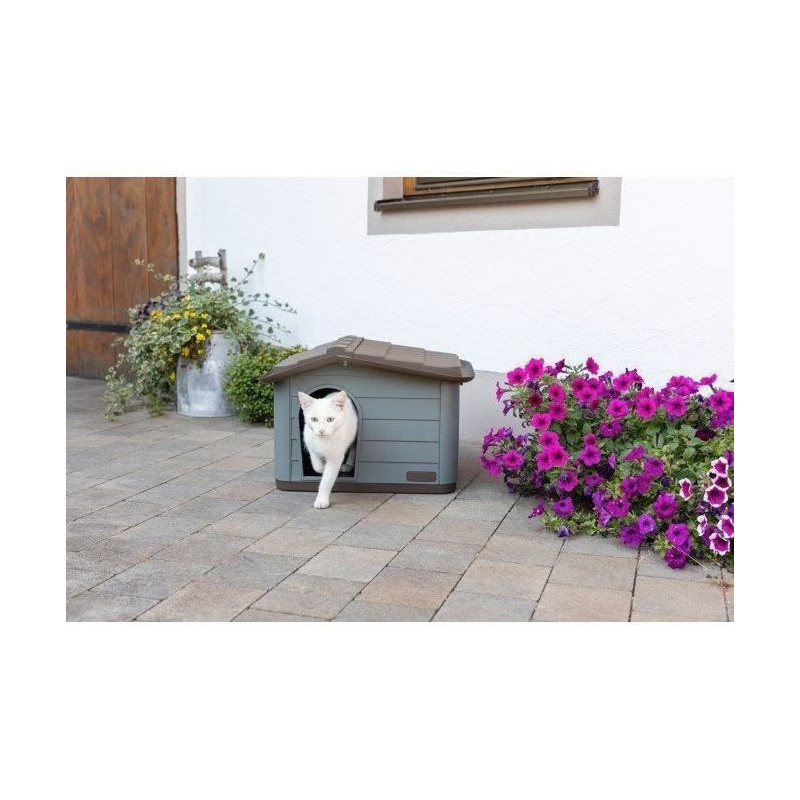 KERBL Outdoor plastic kennel for cats or dogs Size M - 75 x 59 x 55 cm