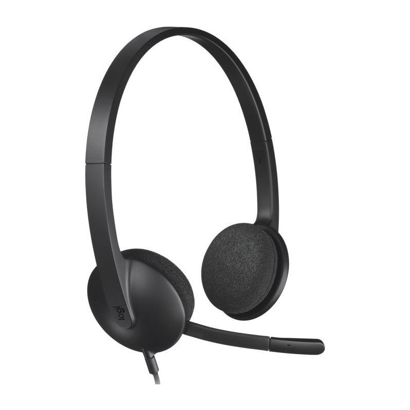 LOGITECH - H340 Wired USB Stereo Headphones - Black
