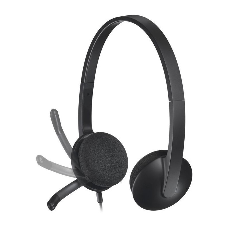 LOGITECH - H340 Wired USB Stereo Headphones - Black