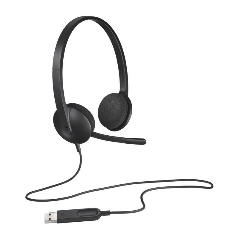 LOGITECH - H340 Wired USB Stereo Headphones - Black