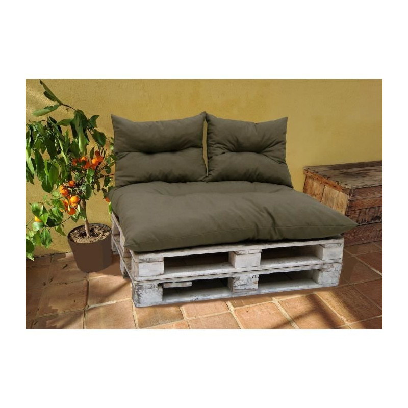 Classic pallet kit - taupe - mattress + 2 back cushions - JARDIN PRIVE