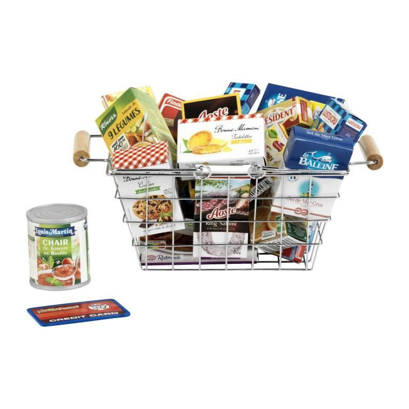Grocery store toy - KLEIN - Metal shopping basket filled with boxes -