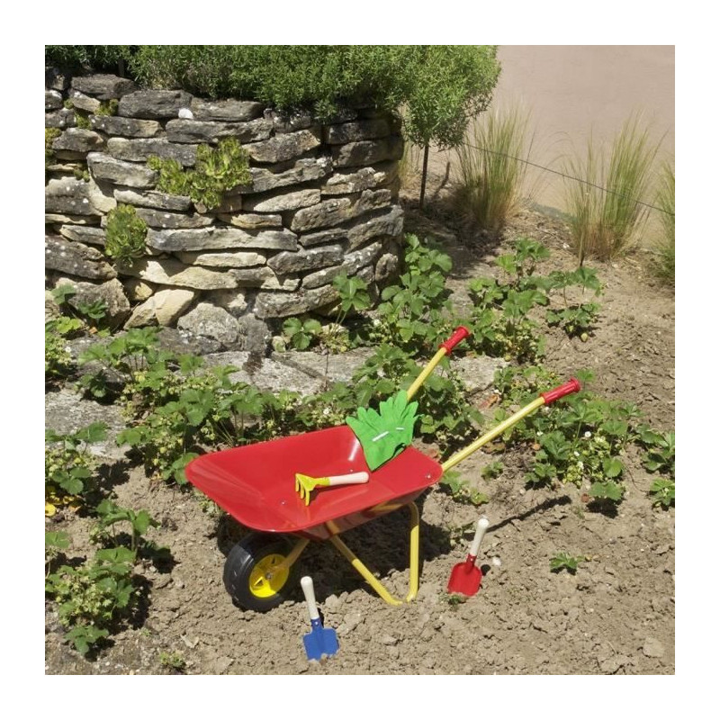 Metal wheelbarrow - KLEIN - 7669 - With 3 tools and 1 pair of gloves -