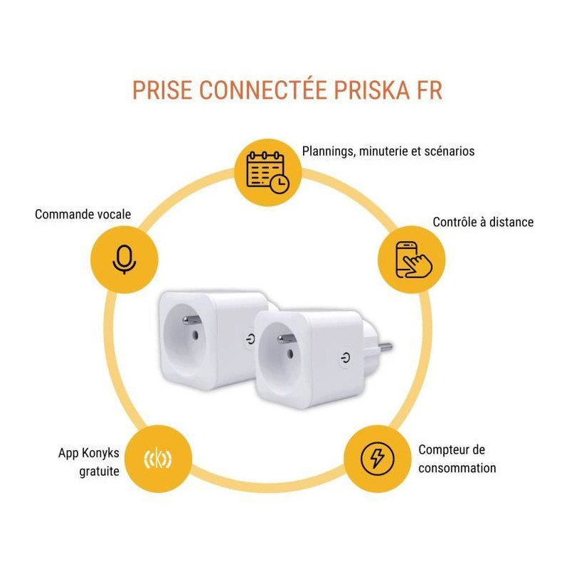 Set of 2 Wi-Fi + BT connected sockets - KONYKS - Priska FR Dual Pack -