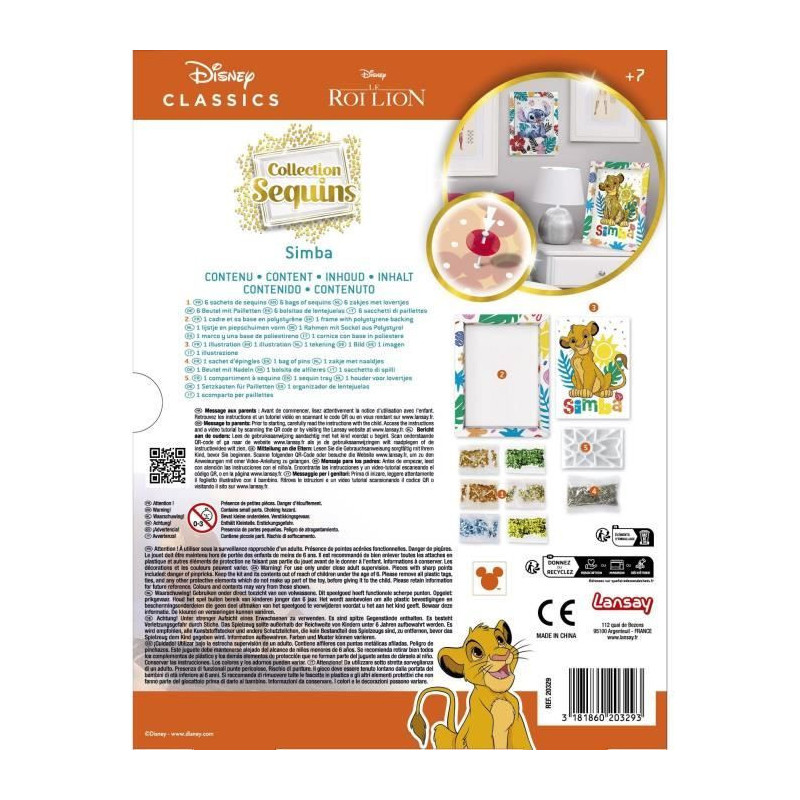 Creative game - LANSAY - Sequin collection - SIMBA THE LION KING - Fro