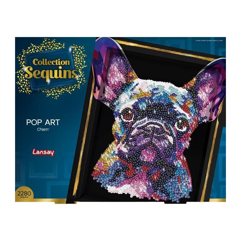 Creative leisure kit - LANSAY - Sequins collection - Pop art dog - Fro