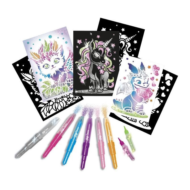 Blopens - LANSAY - Glittery creatures - 6 stencils - Ages 6 and up