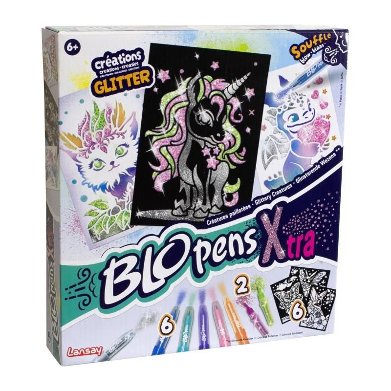 Blopens - LANSAY - Glittery creatures - 6 stencils - Ages 6 and up