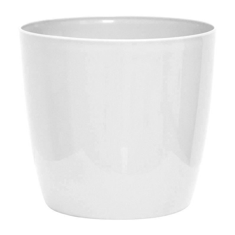Shiny flowerpot - GARDEN ID - Shiny White with wheels - 35 x 32 cm - C