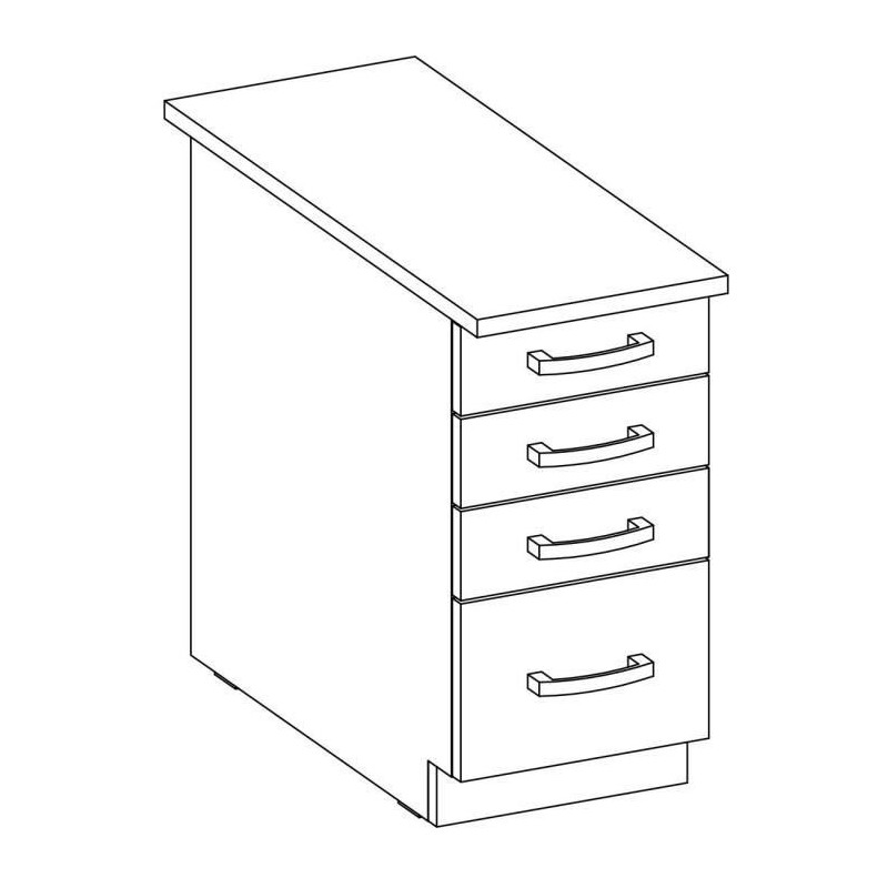 Low cabinet 4 drawers with worktop - matt gray - L 40 x D 51.6 x H 85
