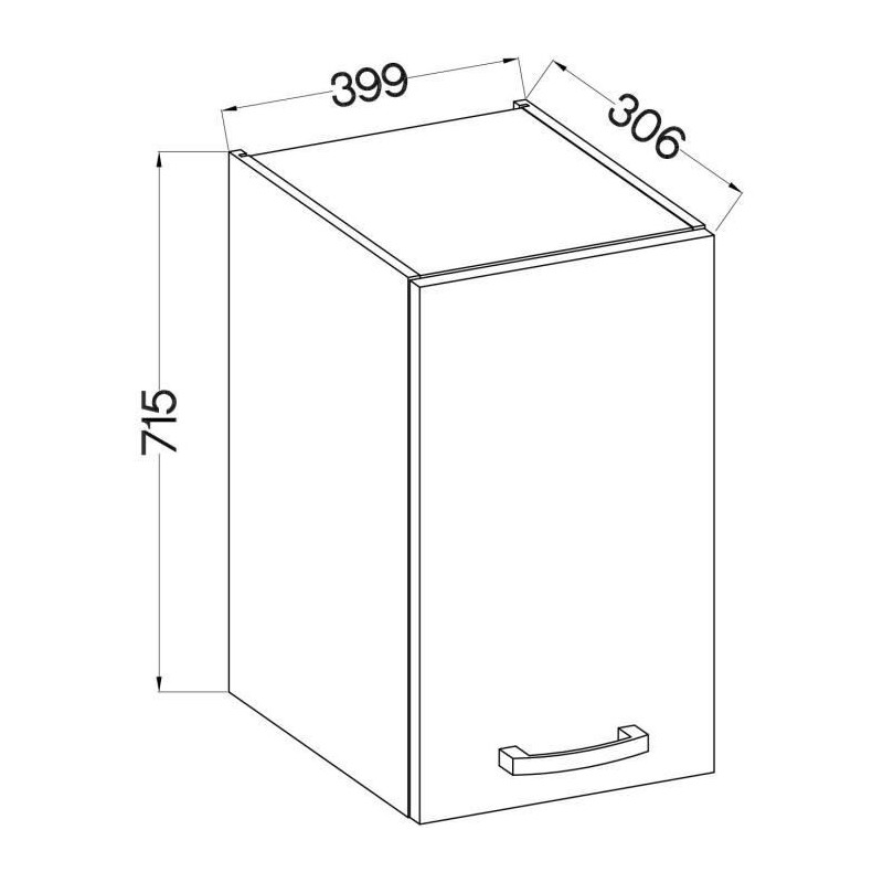 High furniture 1 hinged door - matt gray - l 40 x D 31.6 x 72 cm - las