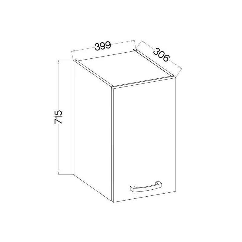 High cabinet 1 hinged door - Sonoma chene decor - L 40 x D 31.6 x 72 c