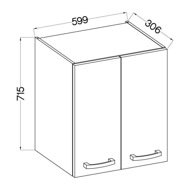 High cabinet 2 hinged doors - Sonoma chene decor - L 60 cm x D 31.6 x