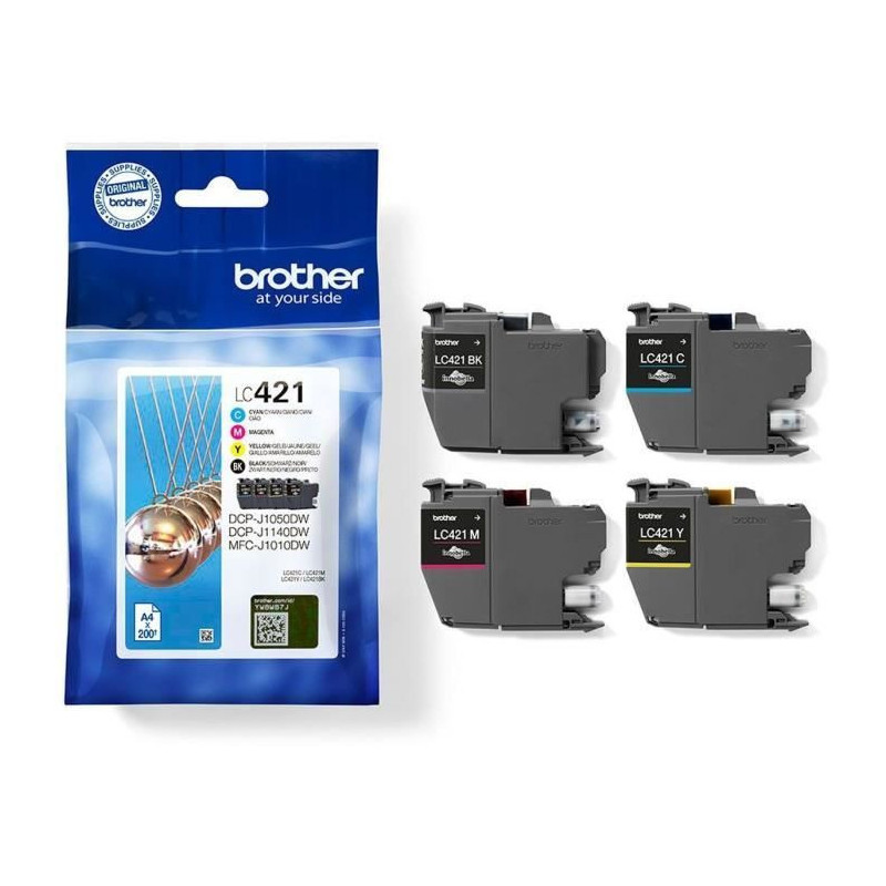 Pack of 4 LC421VAL ink cartridges - BROTHER - Black, Cyan, Magenta and