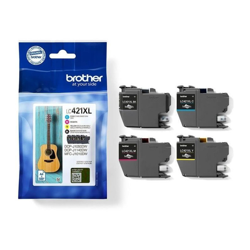 4 Ink cartridges LC421XLVAL - BROTHER - Black, Cyan, Magenta and Yello