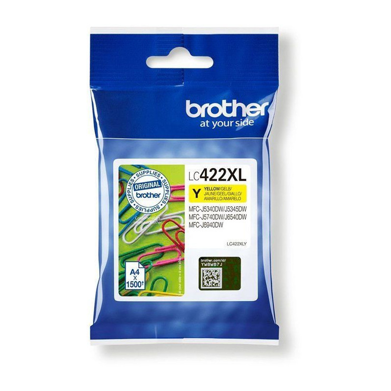 Cartridge LC422XLY - BROTHER - Yellow - 1500p - For Business Smart MFC
