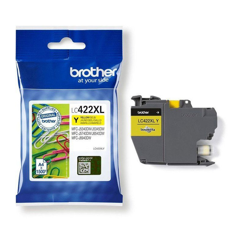Cartridge LC422XLY - BROTHER - Yellow - 1500p - For Business Smart MFC
