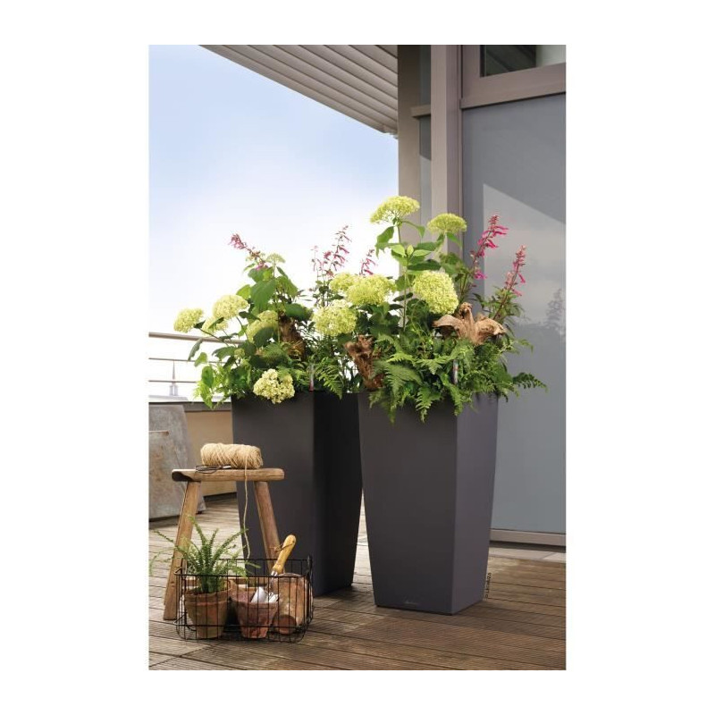 LECHUZA Cubico Color 40 Planter - Slate - Sub-irrigation system - 40x4