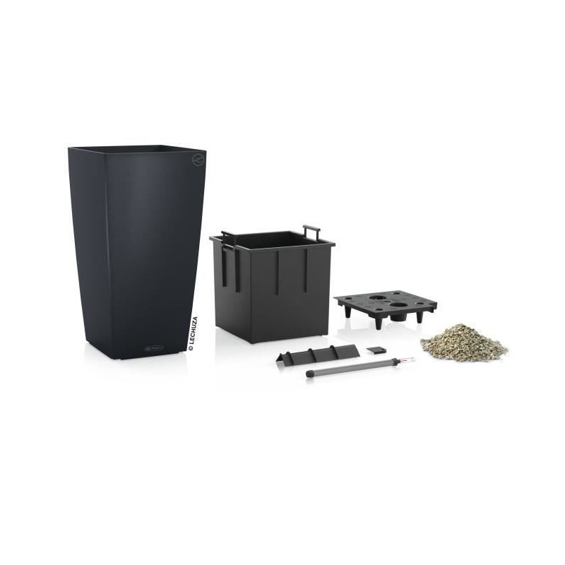 LECHUZA Cubico Color 40 Planter - Slate - Sub-irrigation system - 40x4