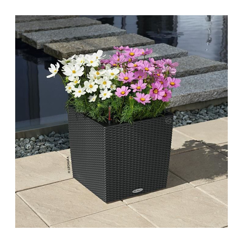 Planter - Cube cottage 40 - Complete kit - Granite - 31 L - LECHUZA