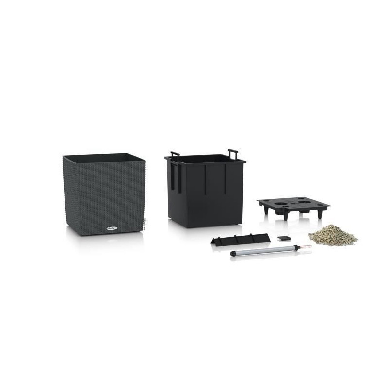 Planter - Cube cottage 40 - Complete kit - Granite - 31 L - LECHUZA