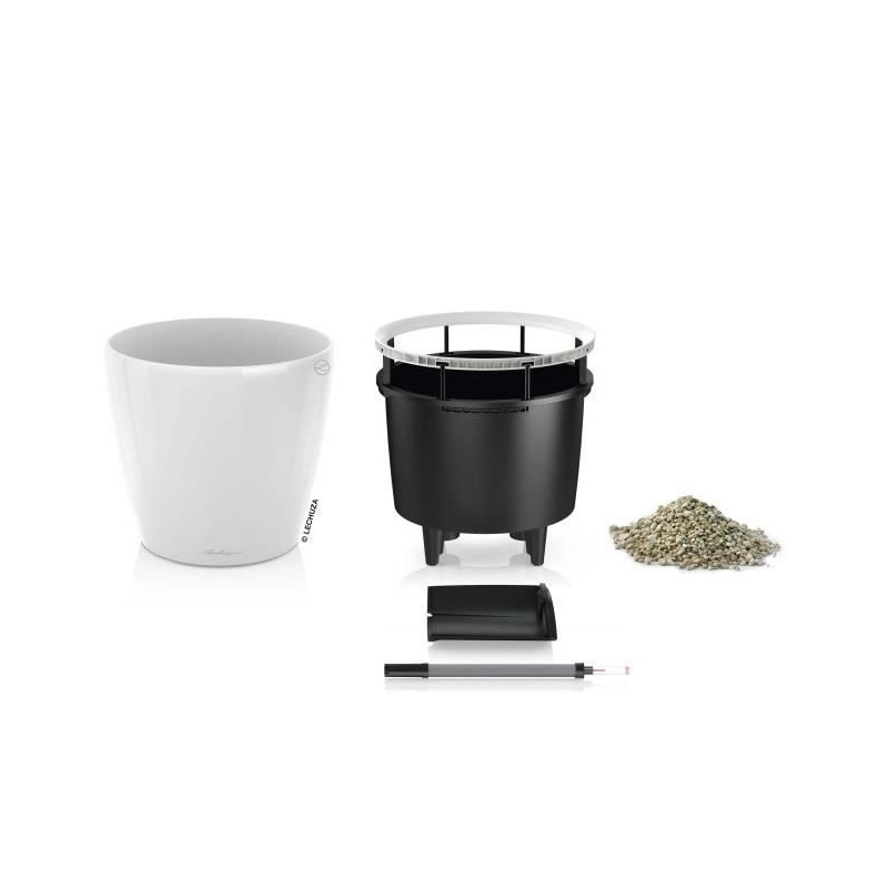 LECHUZA Classico Premium LS 50 flower pot - complete set, glossy white