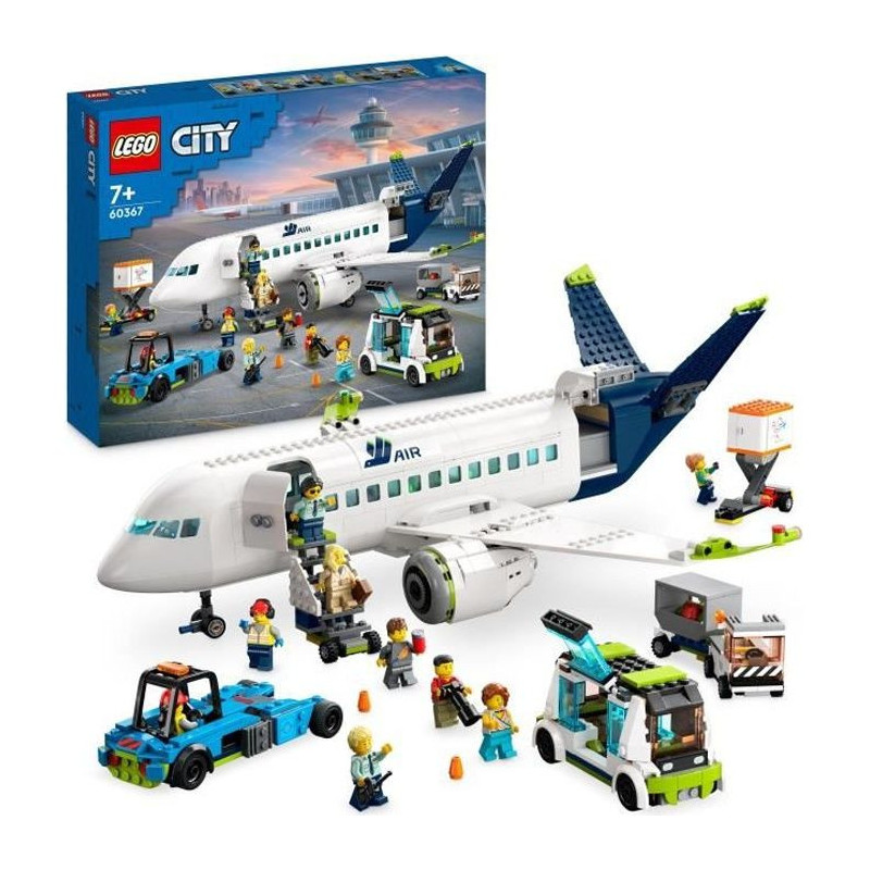 LEGO City 60367 Airliner Toy with Airport Bus, Tugboat, Luggage Truck