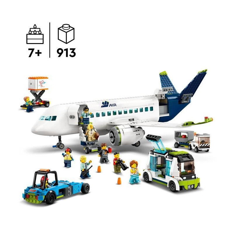LEGO City 60367 Airliner Toy with Airport Bus, Tugboat, Luggage Truck