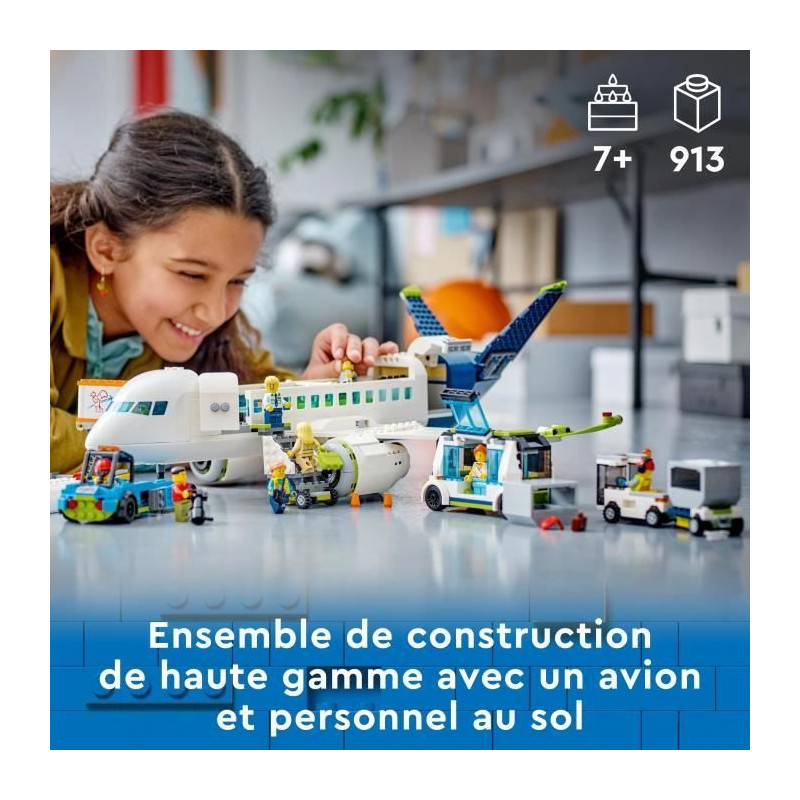 LEGO City 60367 Airliner Toy with Airport Bus, Tugboat, Luggage Truck
