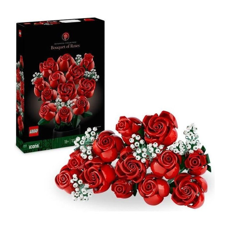 LEGO 10328 Icons The Bouquet of Roses, Artificial Flowers to Decorate,