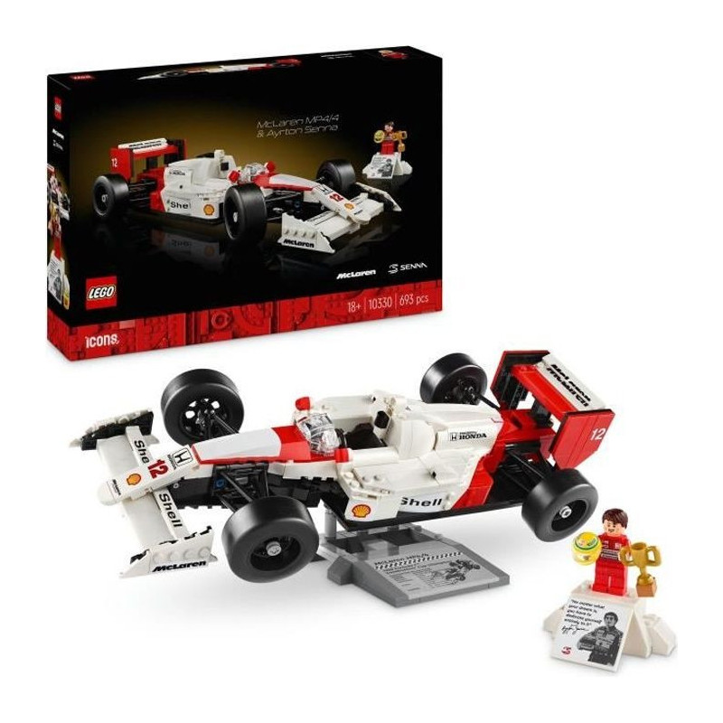 LEGO Icons 10330 McLaren MP4/4 and Ayrton Senna, Model Car Set for Adu