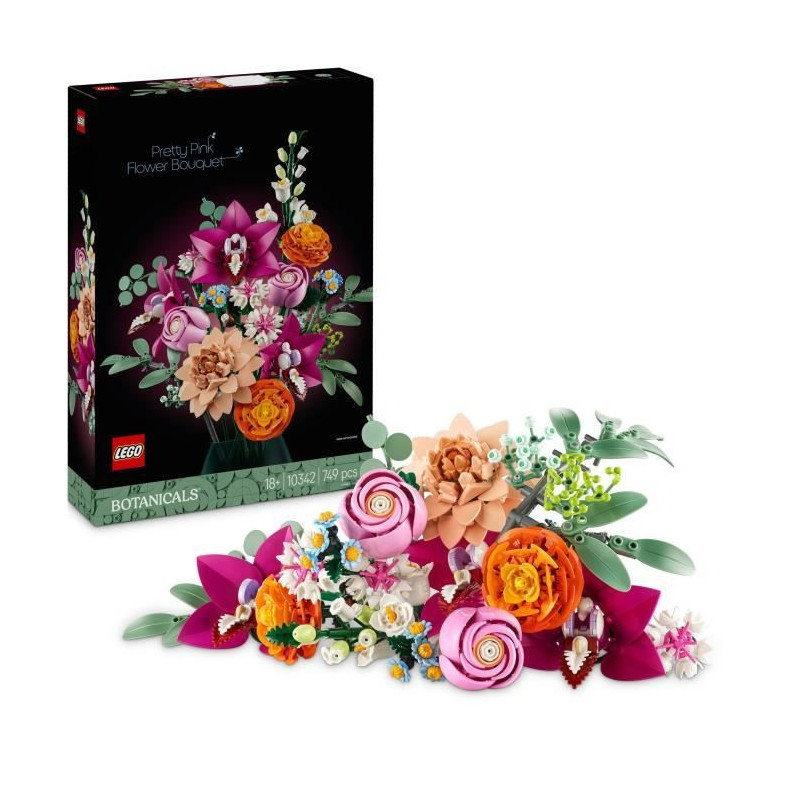 LEGO Botany 10342 Pretty Pink Flower Bouquet - Building Set for Adults