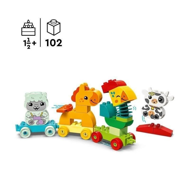 LEGO 10412 DUPLO My First Animal Train, Wheeled Toy for Children, Crea