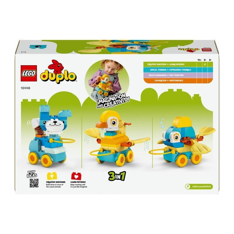 LEGO DUPLO My Town 10448 3-in-1 Animals on Wheels - Building Set for 2