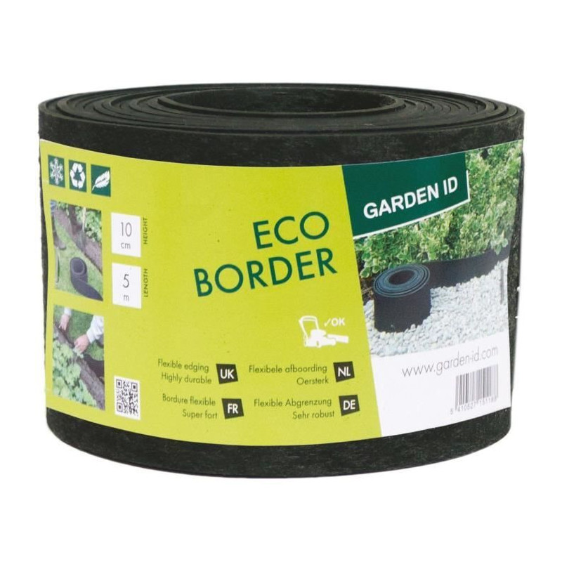 Recycled rubber garden edging - GARDEN ID Eco Border - 5 m H10 cm - In