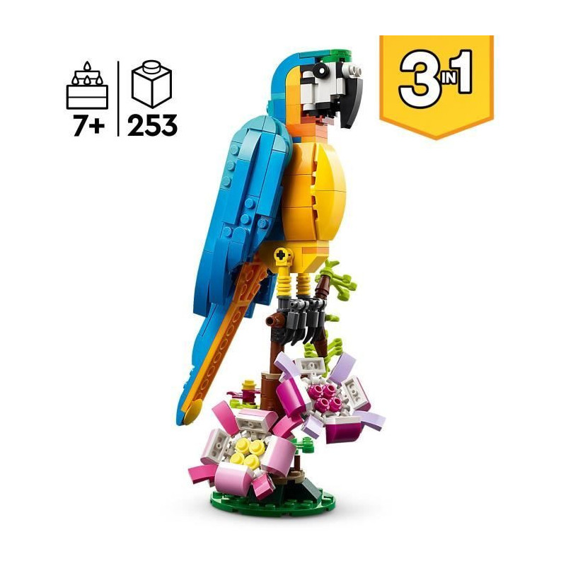 Lego Creator 3-in-1 31136 Exotic parrot, jungle animal figurines, with