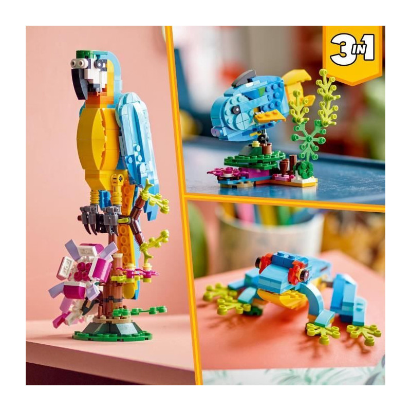 Lego Creator 3-in-1 31136 Exotic parrot, jungle animal figurines, with