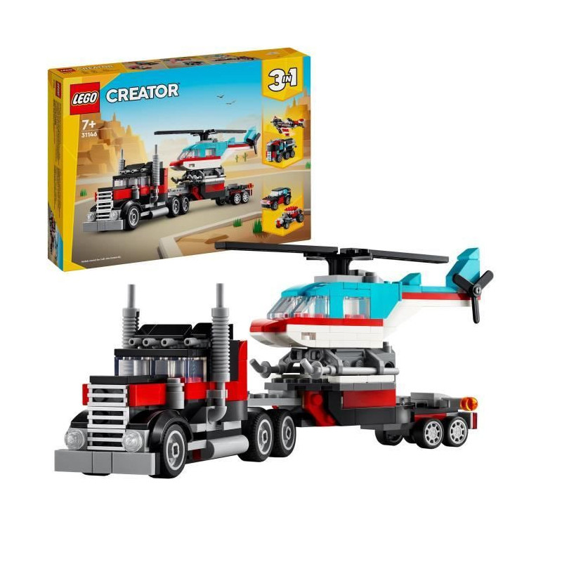 LEGO 31146 Creator 3in1 Trailer Truck with Helicopter, Helicopter Toy