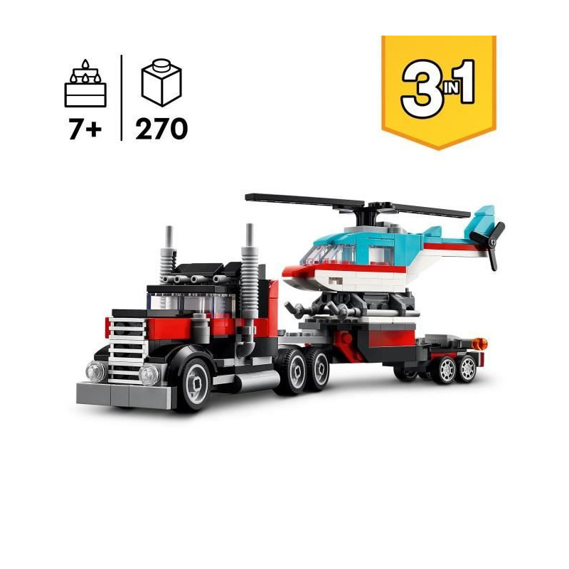 LEGO 31146 Creator 3in1 Trailer Truck with Helicopter, Helicopter Toy