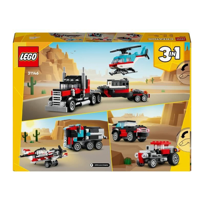 LEGO 31146 Creator 3in1 Trailer Truck with Helicopter, Helicopter Toy