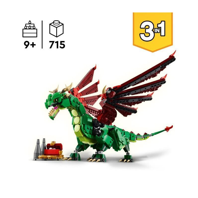LEGO Creator 31161 3-in-1 Medieval Dragon - Building Toy for Boys Ages