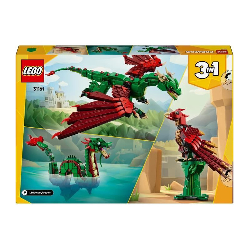 LEGO Creator 31161 3-in-1 Medieval Dragon - Building Toy for Boys Ages
