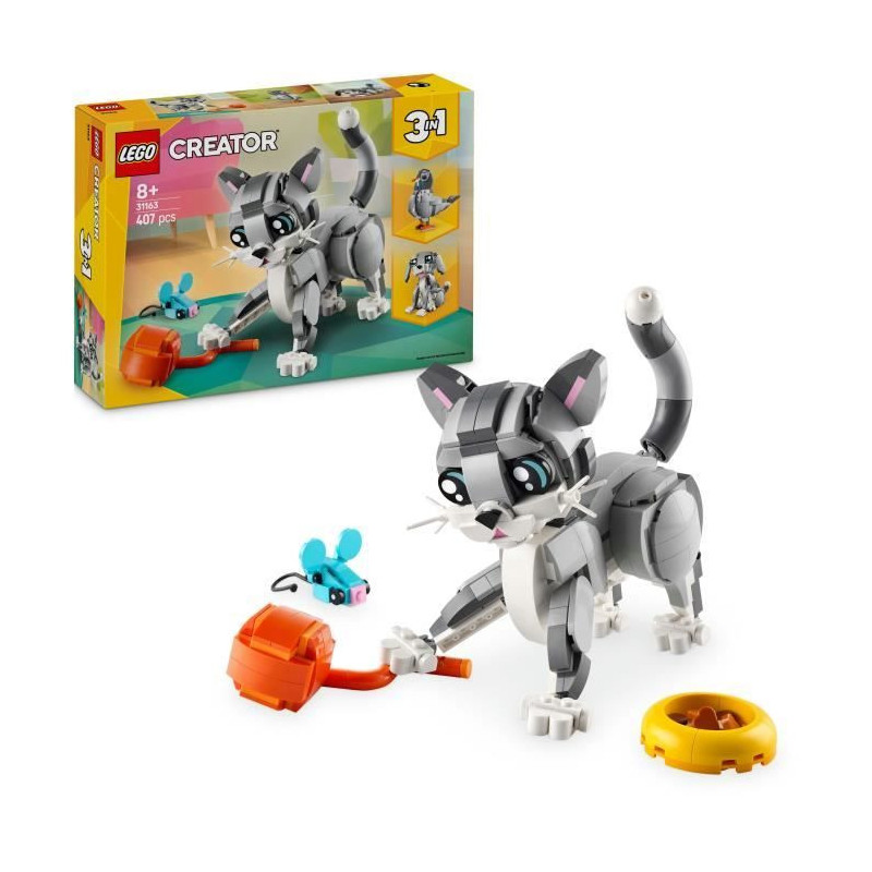 LEGO Creator 31163 3-in-1 Playful Cat - Building Toy for Girls Aged 8