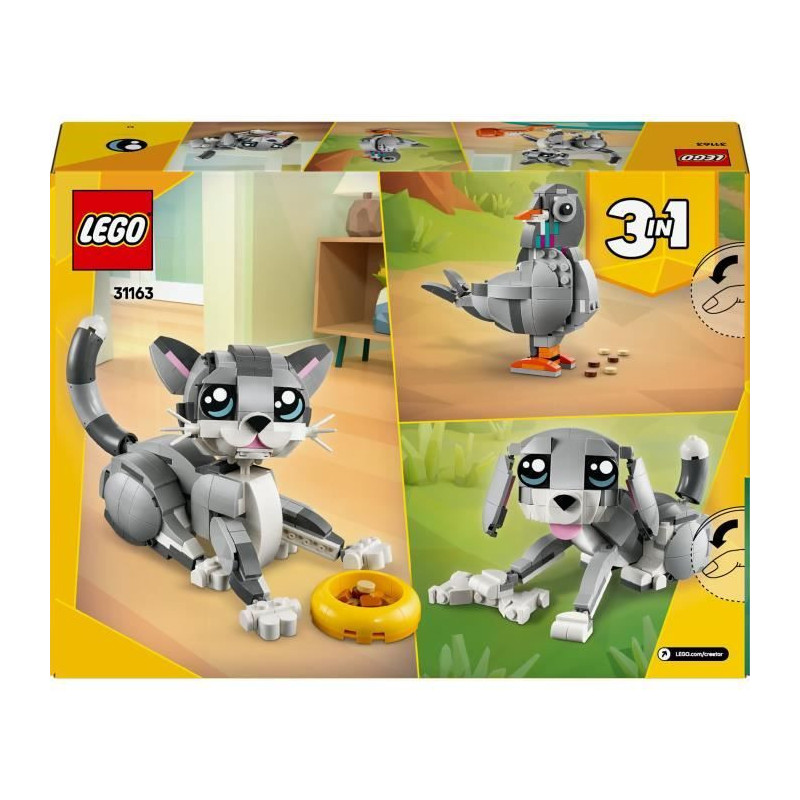 LEGO Creator 31163 3-in-1 Playful Cat - Building Toy for Girls Aged 8