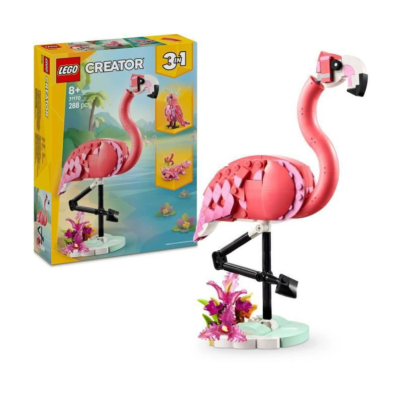 LEGO Creator 31170 3-in-1 Wild Animals: Flamingo - Toy for Girls Ages