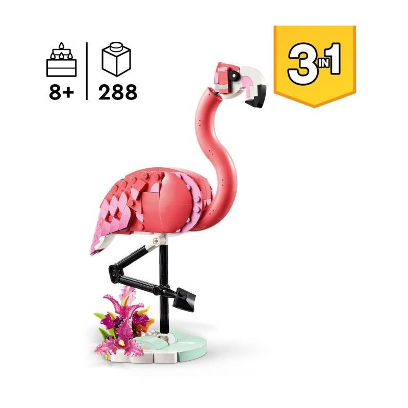 LEGO Creator 31170 3-in-1 Wild Animals: Flamingo - Toy for Girls Ages