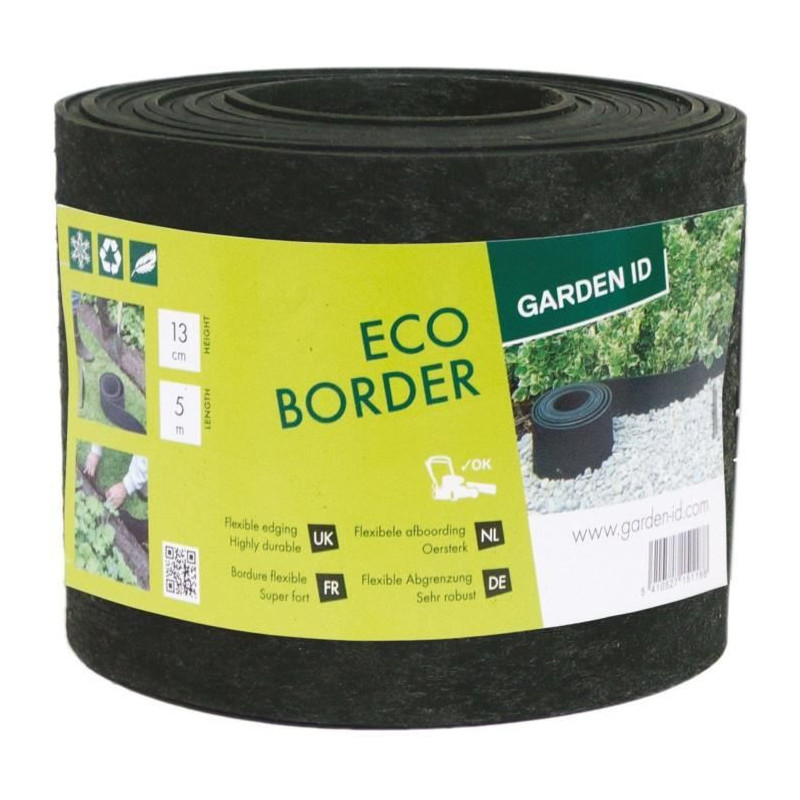 Recycled rubber garden edging - GARDEN ID Eco Border - 5 m H13 cm - In