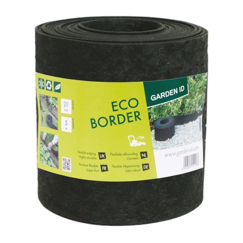 Recycled rubber garden edging - GARDEN ID Eco Border - 5 m H20 cm - In